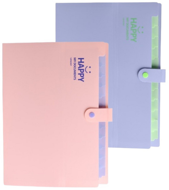아코디언 파일 스마일 바인더 화일 13칸, 1개, 핑크1+퍼플1