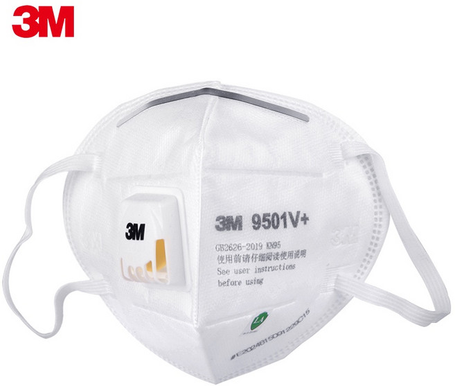3M口罩 9501V 耳帶式 KN95級別帶呼吸閥口罩 防顆粒物粉塵霧霾, 1個, 耳帶式有閥 1入, 白色