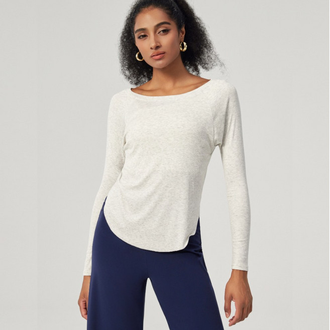 보트넥 루즈핏 골지 모달 긴팔 티셔츠 레깅스커버업 요가 필라테스 상의