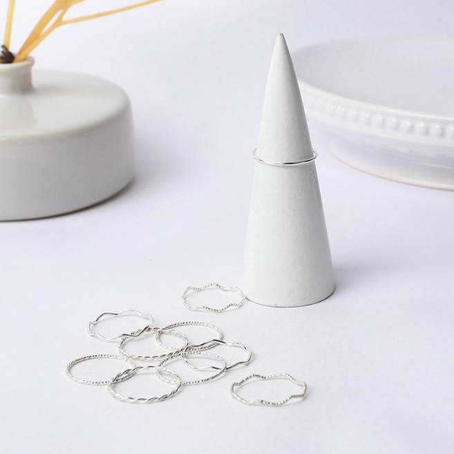 여성 실버 925 레이어드 링 실 민자 컷팅 은 반지