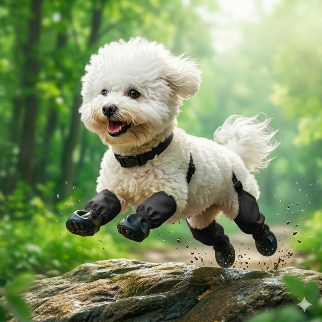 두주샵 강아지신발 방수 미끄럼방지 외출용 애견 산책 부츠 장화, 1개, 블랙