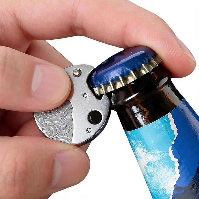 루베이 휴대용 병따개 키체인 강한 레버리지 가볍게 병따기 견고한 내식성 캠핑/여행/아웃, 은색, 1개