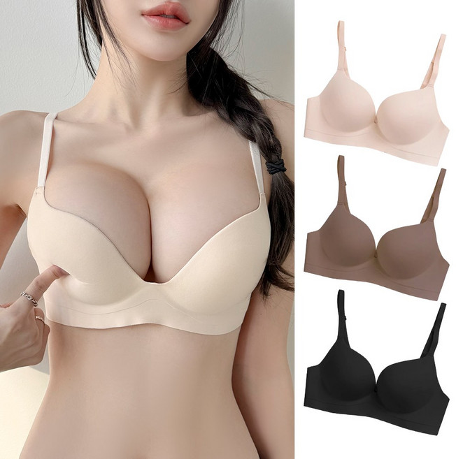 슬로우달링 가슴골 생기는 밀착 브라 3cm 노와이어 여성 속옷