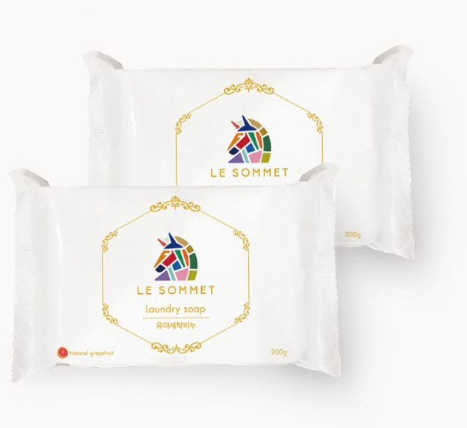 르소메 유아 세탁 비누 신생아 유아 의류용 얼룩제거 손빨래 친환경 비건 무향 세탁세제, 2개, 200g