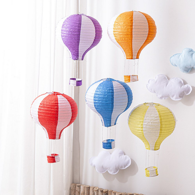 [데코봉봉] 칼라 열기구 모빌 1P (택1) 지름 30cm, 블루