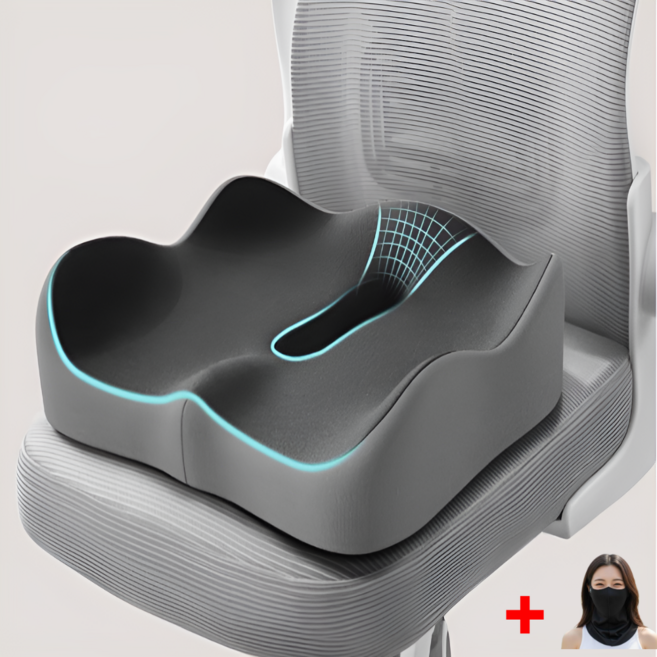 쿠션랩 메모리폼 방석 인체공학 체압분산 쿠션 통기성 허리엉덩이 부담완화, 그레이