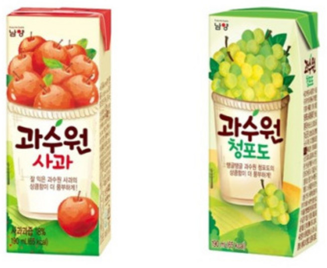 남양 과수원 사과 190ml 24팩 + 청포도 190ml 24팩 48개 1세트