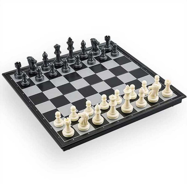 체스판 흑백 자석 체스 세트 휴대용 보드 게임 접이식, 3810B-C흑백중형(25x25cm), 1개, 3810B-C 흑백 중형 (25x25cm)
