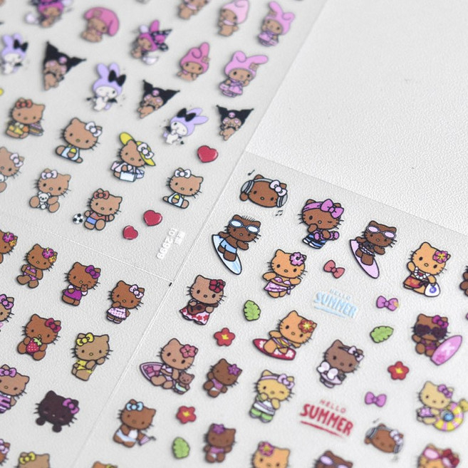 케릭터 네일스티커 3종 키티스티커 고양이스티커, 1개