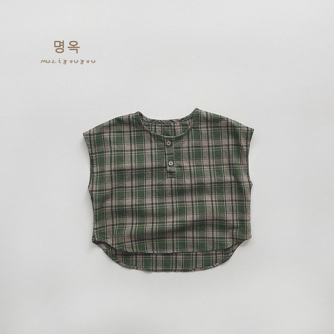 아동 체크 민소매 여름 셔츠 나시 블라우스 남방 키즈 남아 여아 주니어 아기 아이옷 등원룩