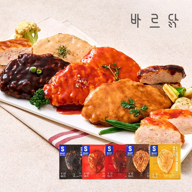 셀렉트밀 소스 닭가슴살 5종 혼합 세트, 5개, 100g