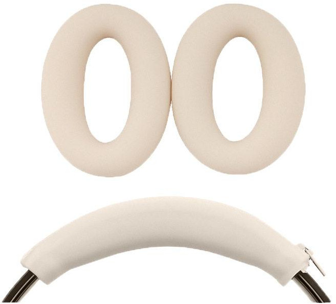 헤드폰호환용 헤드빔 이어패드 부드러운 이어커버용, 1개, 베이지화이트 헤드밴드 지퍼 2개 세트