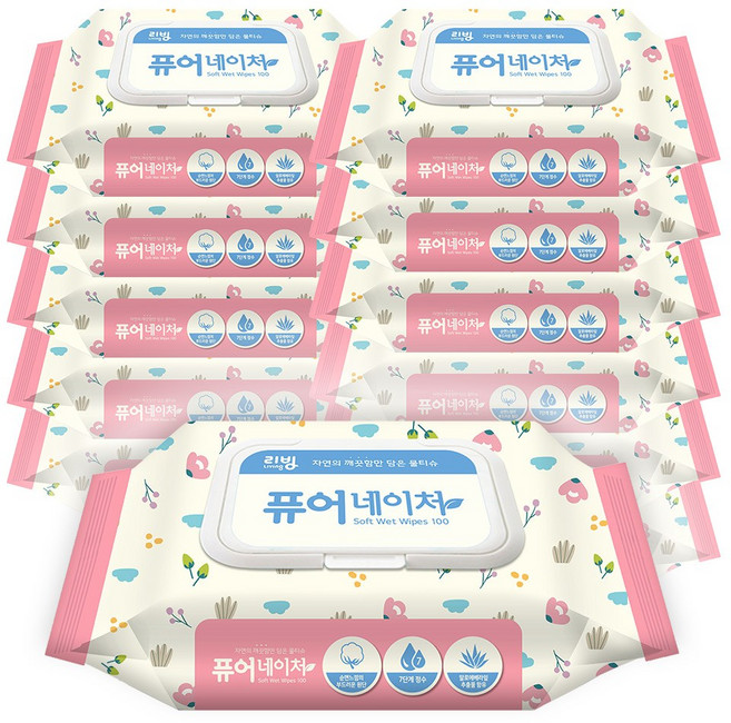 삼정 순수한약속 퓨어 네이처 물티슈 캡형 100매 12팩, 12개