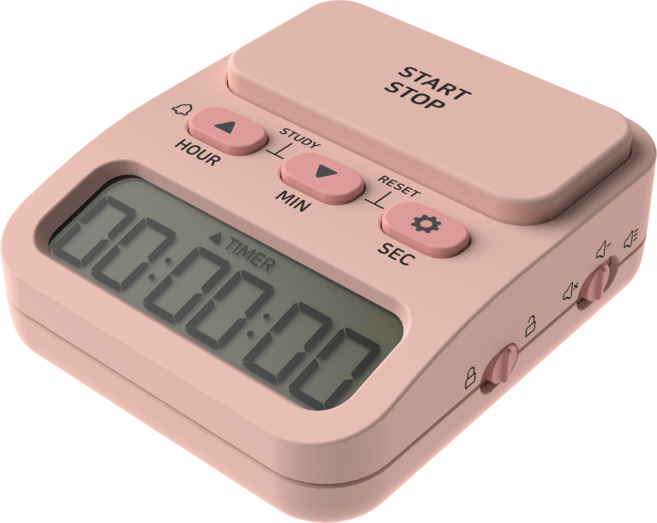 오더블유씨 스터디 타이머 OT1647T, 핑크계열, 1개