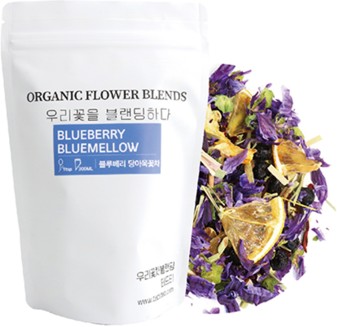 블루베리차 당아욱꽃차 잎차 리필형 과일차 꽃차 블랜딩차, 63g, 1개입