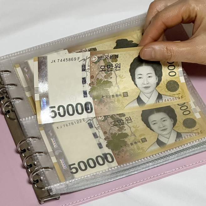 아윤 대용량 현금 바인더 저축 다이어리 천만원 모으기, 1개, 핑크