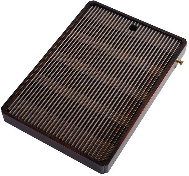 티트레이 차트레이 받침대 다기 다도 대다무 차판, 브라운(라지), 1개