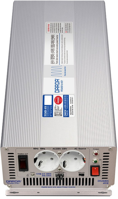국산 다르다 KC인증 순수정현파 인버터 입력 DC12V to 출력 AC220V 최대 4000W 모델DK1240A pure sine wave inveter 에어컨 차박 캠핑용에 적합, 1개, DK1240A