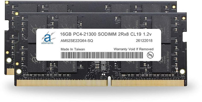 Adamanta 32GB (2x16GB) DDR4 2666MHz (또는 2133MHz 또는 2400MHz) PC4-21300 SODIMM 2Rx8 CL19 1.2v Non-EC