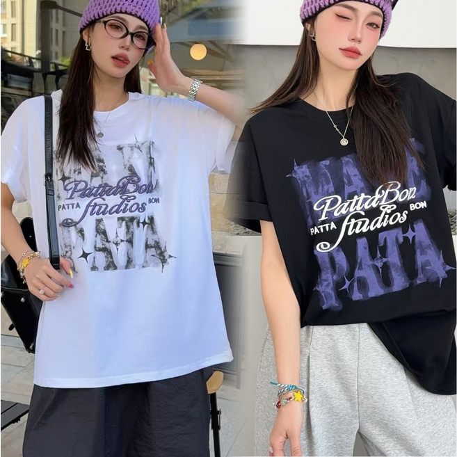 힙한 레트로 그래픽 루즈핏 반팔 티셔츠 오버핏 스트릿 데일리룩