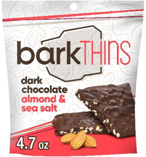 barkTHINS 초콜릿 바크씽스 다크 아몬드와 바다 소금 스낵 가방 4.7온스 6개입