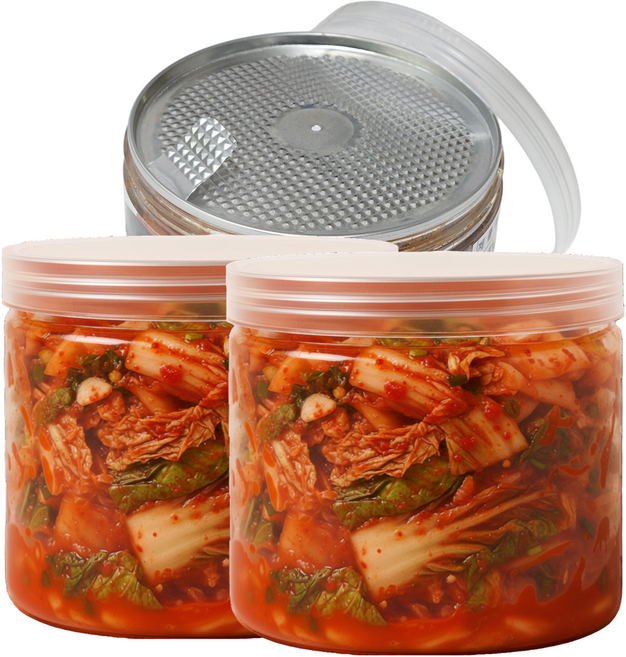 자연톡 여행용 캔 썰은 배추 맛김치 깔끔 뚜껑 캡 PET 용기 팩 캠핑 휴대용 자취 소량 소포장, 2개, 500g