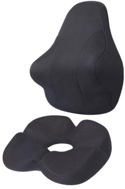 베네폼 허리소프트 비스코폼 등받이쿠션 + 힙업 방석 자세교정세트, 블랙