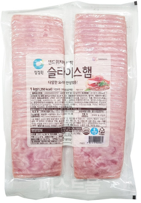 청정원 샌드위치에 살짝 슬라이스햄, 1kg, 1개