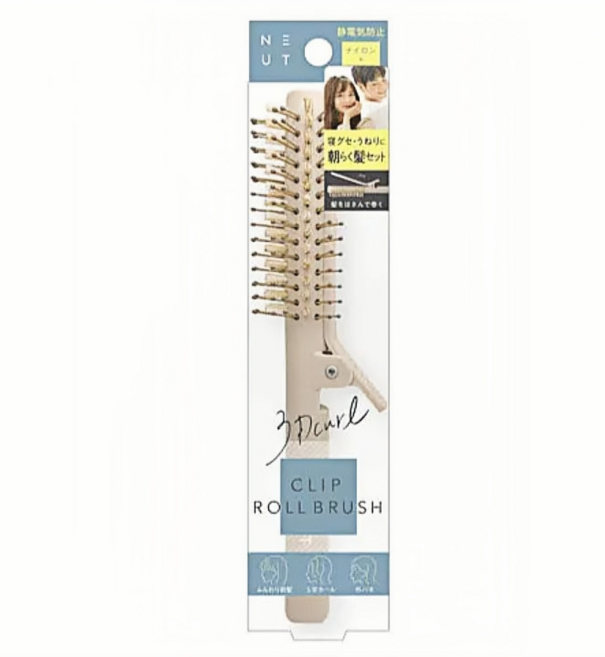 NEUT CLIP ROLL BRUSH 圓捲梳附夾, 1個, 米色