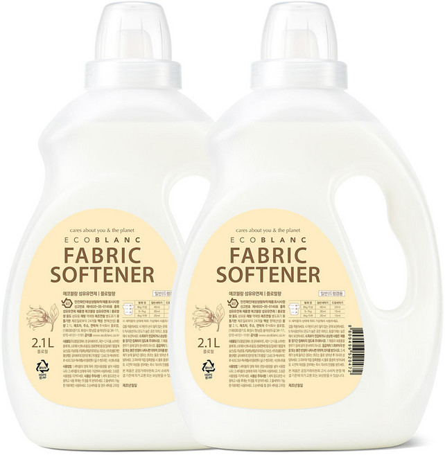 에코블랑 유아 섬유유연제 플로럴향 본품, 2.1L, 2개