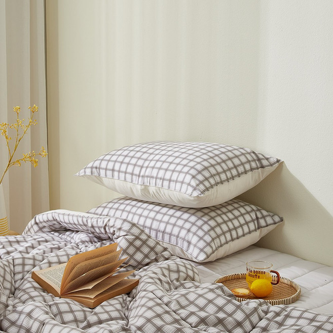 더블리 허그미 소프트마이크로 체크 베개커버 50x70