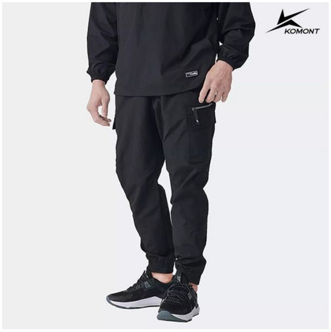 코몽트 남성 밴딩 조거 카고 팬츠 블랙