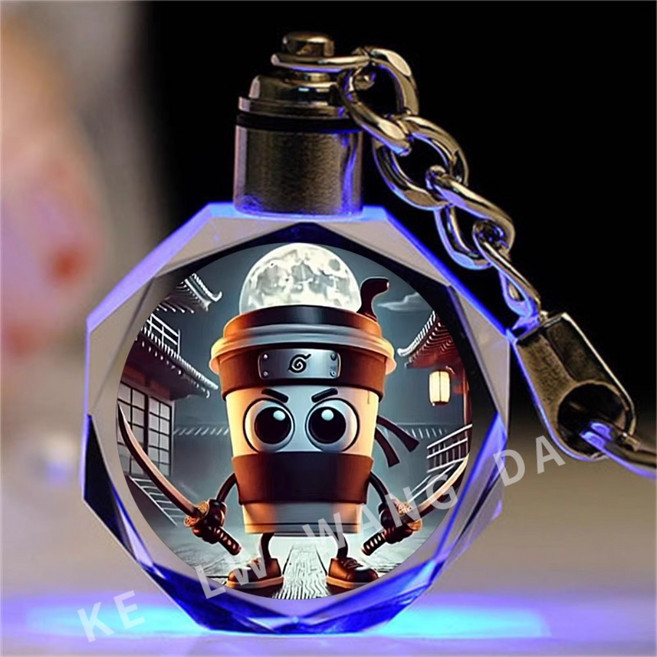 이탈리안 브레인락 7컬러 LED 키링 퉁퉁퉁 사후르 열쇠 고리, 카푸치노 아사시노, 1개