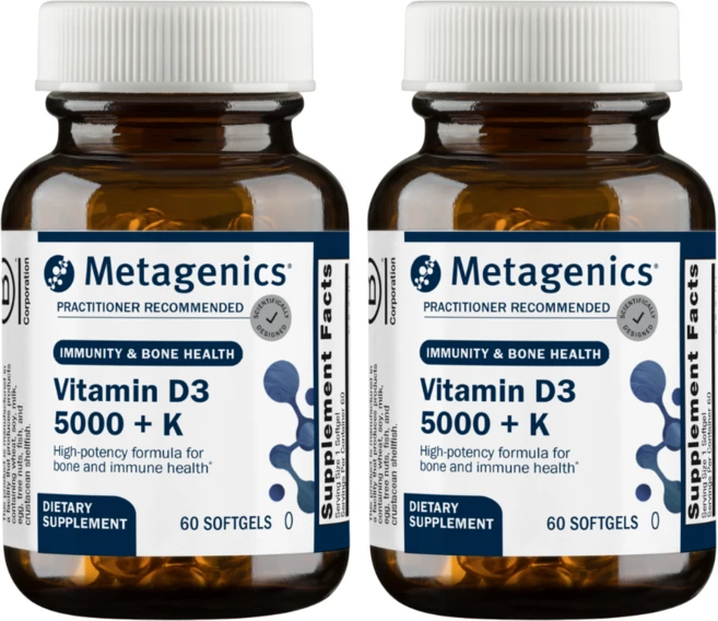 메타제닉스 D3 5000 +K 소프트젤, 2개, 60정 - 쿠팡