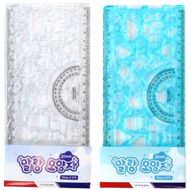 꼬맹이샵 모닝글로리 1200 도형 모양자 뭉스프렌즈 아이비스, 1개, 말랑 블루