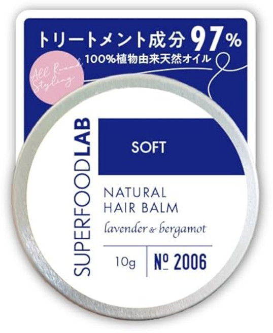 슈퍼 푸드 랩 자연 헤어밤 SOFT 소프트 / 97% 트리트먼트 성분 멀티밤 젖은 머리 스타일링 헤어 왁스 왁스 스타일링제 유기농 원료 헤어 제품 남성 여성 남성 여성 어린이, 1개, 1g