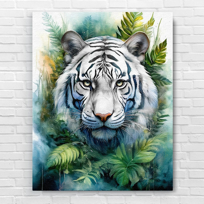 엘티에프티 성공을 부르는 풍수 호랑이 그림액자 백호 황호랑이 액운방지 감각적 디자인 캔버스액자, 9_자연속강렬한백호랑이