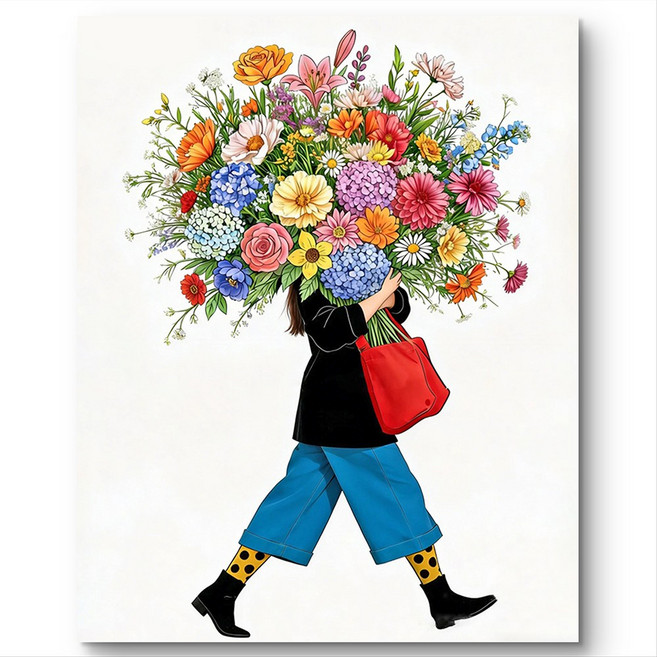 서은이네 캔버스형 보석십자수 DIY 구슬 비즈 십자수 액자형 40x50cm, 1세트, KF-05