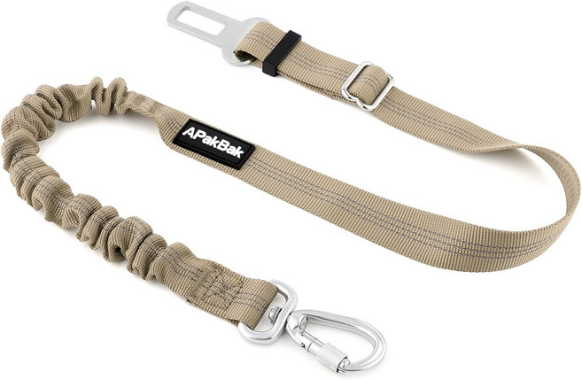 자동차용 APakBak 개 안전벨트 소형 중형 대형견용 조절 가능한 자동차 잠금 알루미늄 후크 및 반사 나일론 스트랩이 있는 고강도 여행 베이지색, Gray