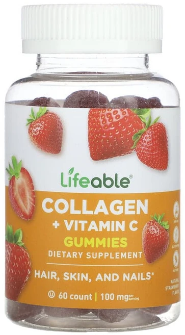 Lifeable 콜라겐 + 비타민C 구미젤리 천연 딸기 맛 구미젤리 60개 Lifeable (라이퍼블), 1개 - 쿠팡