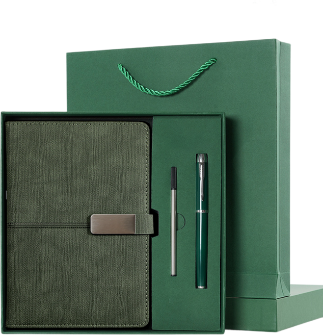 피라모니 A5 방수 가죽 선물용 다이어리 세트, 1세트, 그린