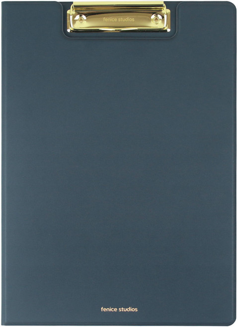 FENICE 스튜디오 PU A4 메탈 클립 파일, 네이비, 1개