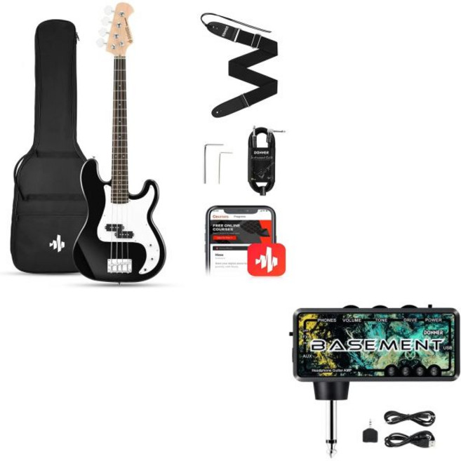 도너 일렉트릭 베이스 기타 - 헤드폰 앰프