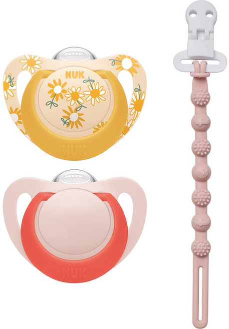 누크 스타 쪽쪽이 X 토트랩 쪽쪽이 홀더 SET, 1세트, 플라워,레드+로즈워터핑크, S2(6~18개월)