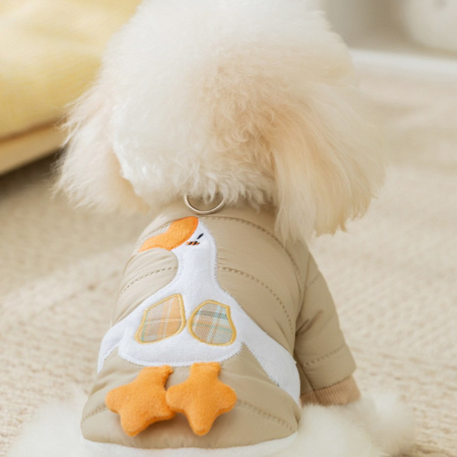 숑숑펫 애완동물 거위 패치 포인트 패딩, 1개, 브라운