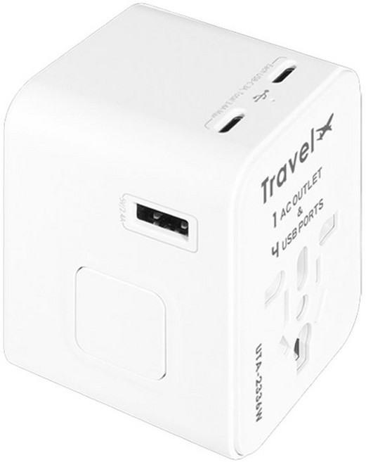 TravelX 萬國轉換插頭 適用於150+國家 4 USB充電孔, 1個