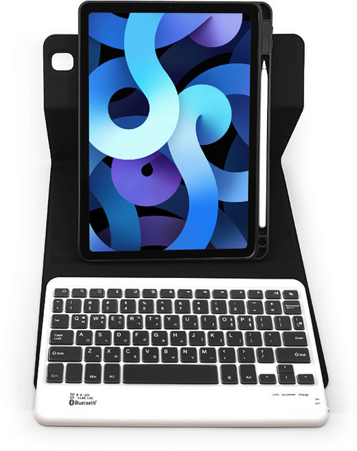 아이패드에어5 에어4 프로11 6세대 5세대 4세대 3세대 콤비 회전 블루투스 키보드 케이스, 블랙, 1개