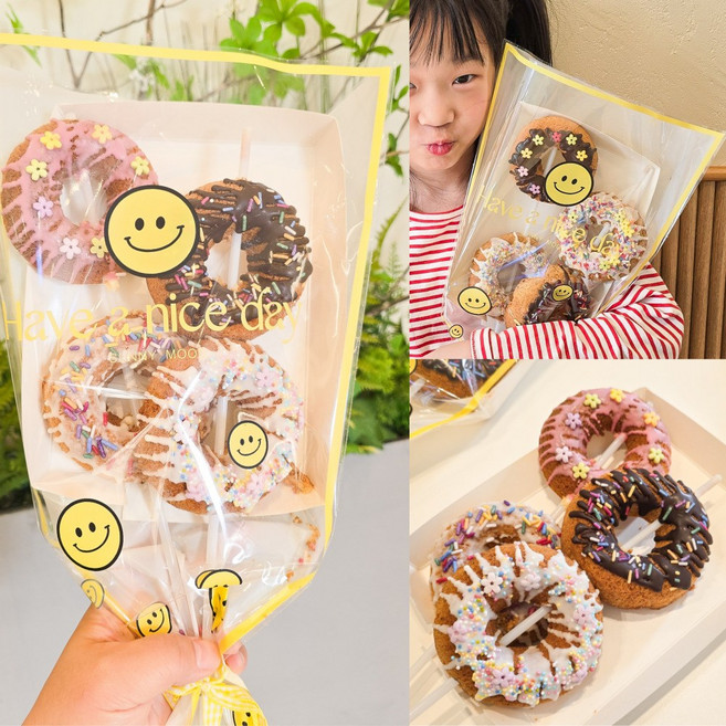 도넛 꽃다발 도넛만들기 간식선물 축하꽃다발 방과후 수업만들기 도너츠선물 유치원간식만들기 어버이날선물 스승의날 선물, 4개, 300g