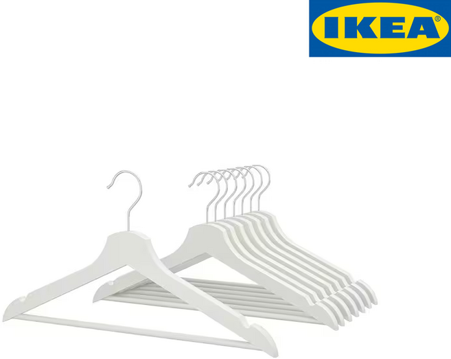 [당일출고/무료배송] 이케아 BUMERANG 원목옷걸이 8P, 화이트8p, 8개