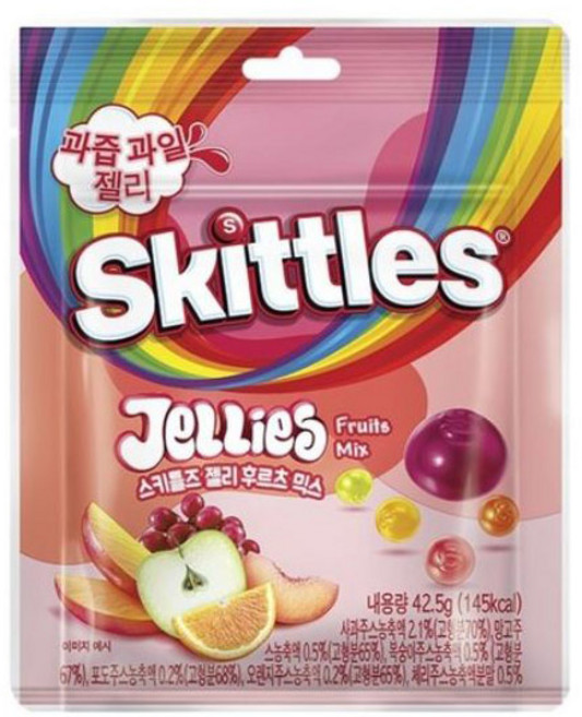 스키틀즈 과즙 과일 젤리 후르츠 믹스, 42.5g, 12개